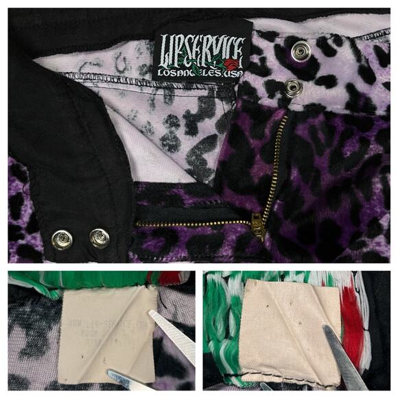 Vintage Lip Service Freaks in Fur Purple Leopard Print Pants Y2K Mall Goth Faux - Picture 8 of 16